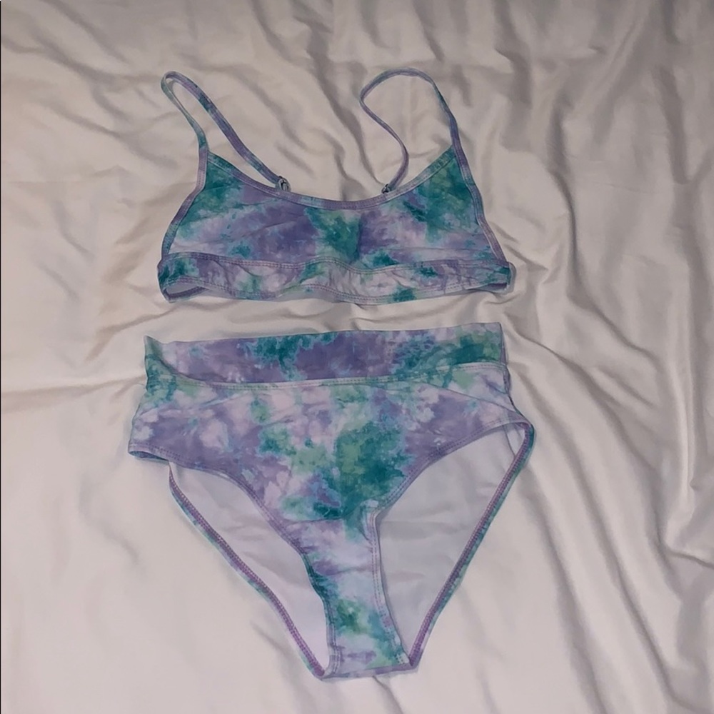 High waisted tie dye bathing suit